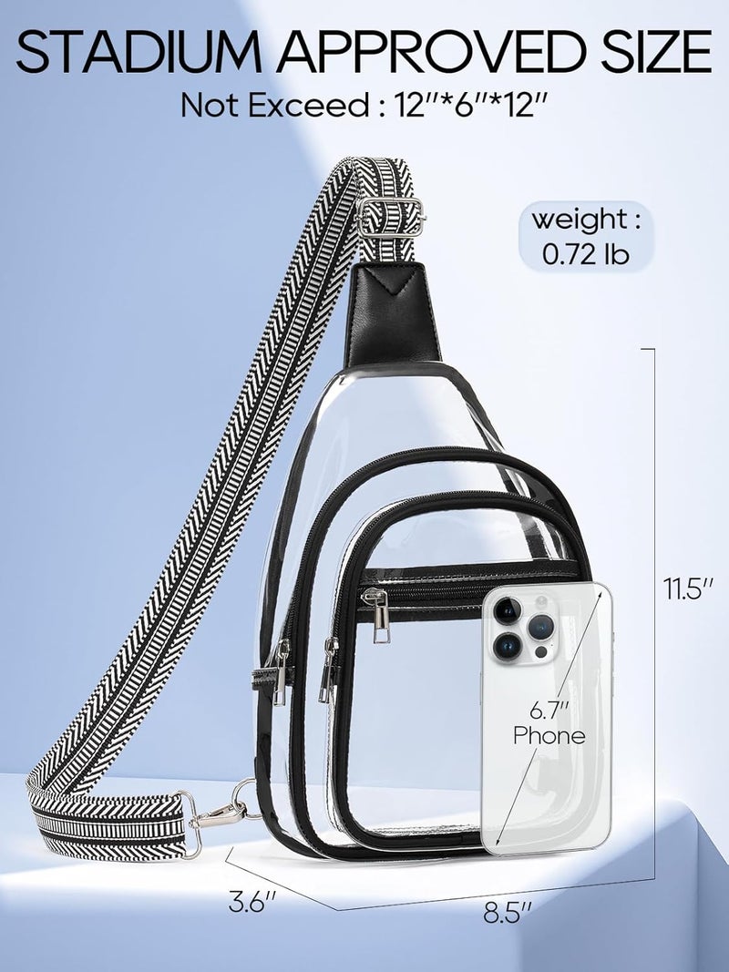 Flowston Store 3 Pockets Clear Bag for Stadium Events Large Clear Sling Crossbody Backpack Fanny Pack Concert Purses for Women Men - Image 4